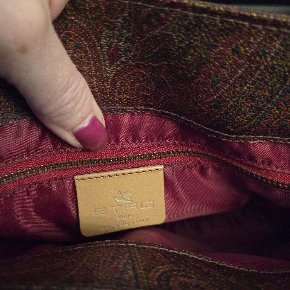 Authentic ETRO Purse Bag Paisley Shoulder Coated Canvas Leather - Picture 8 of 16